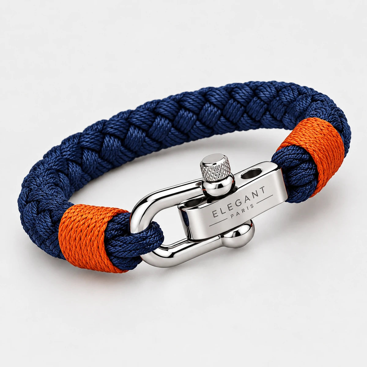 Bracelet Nautique Homme – Bleu Marine & Orange