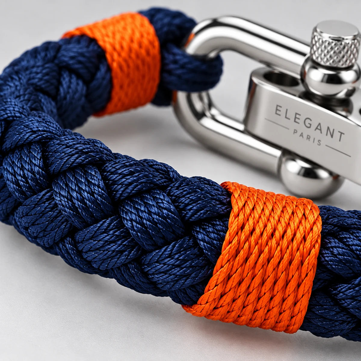 Bracelet Nautique Homme – Bleu Marine & Orange