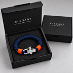 Bracelet Nautique Homme – Bleu Marine & Orange