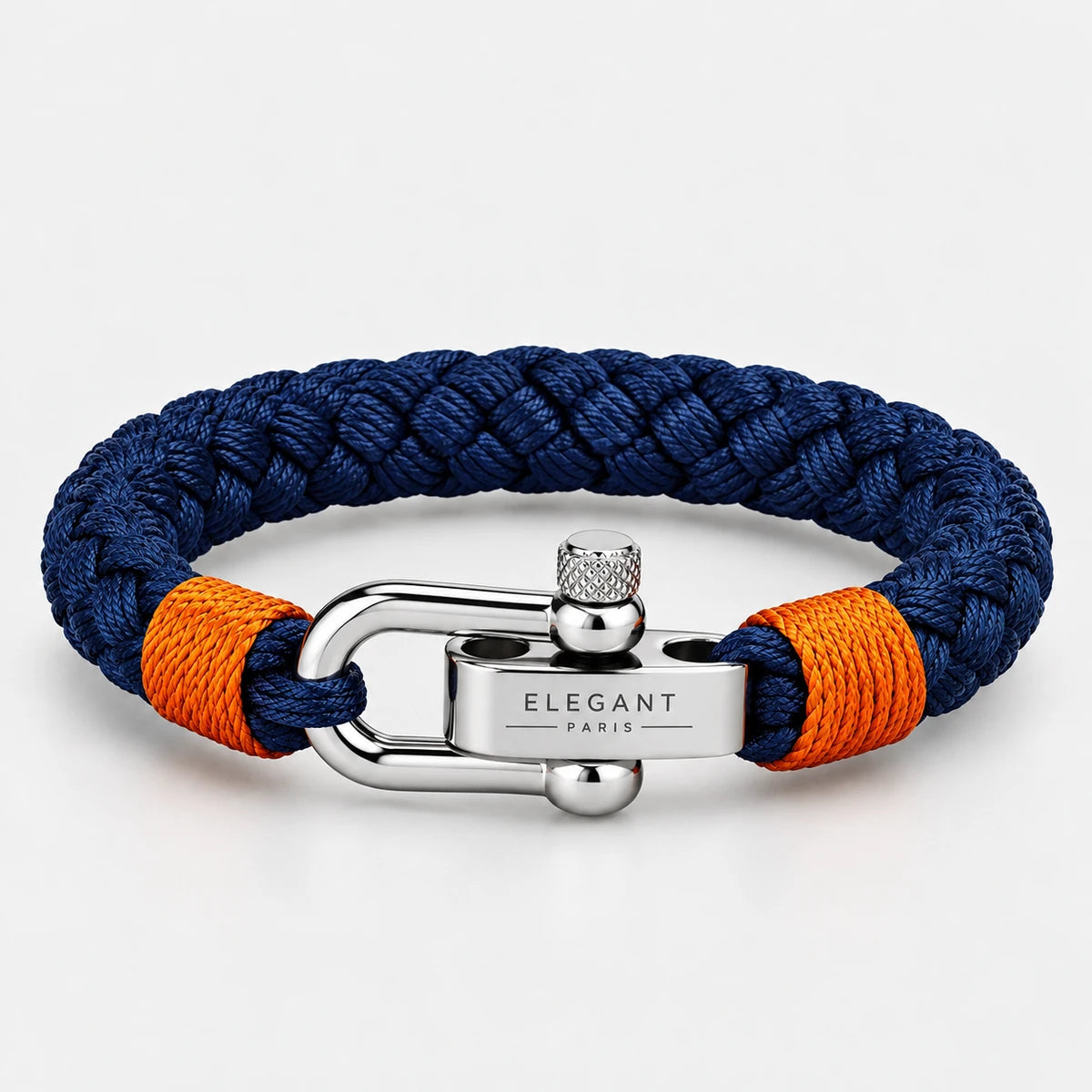 Bracelet Nautique Homme – Bleu Marine & Orange