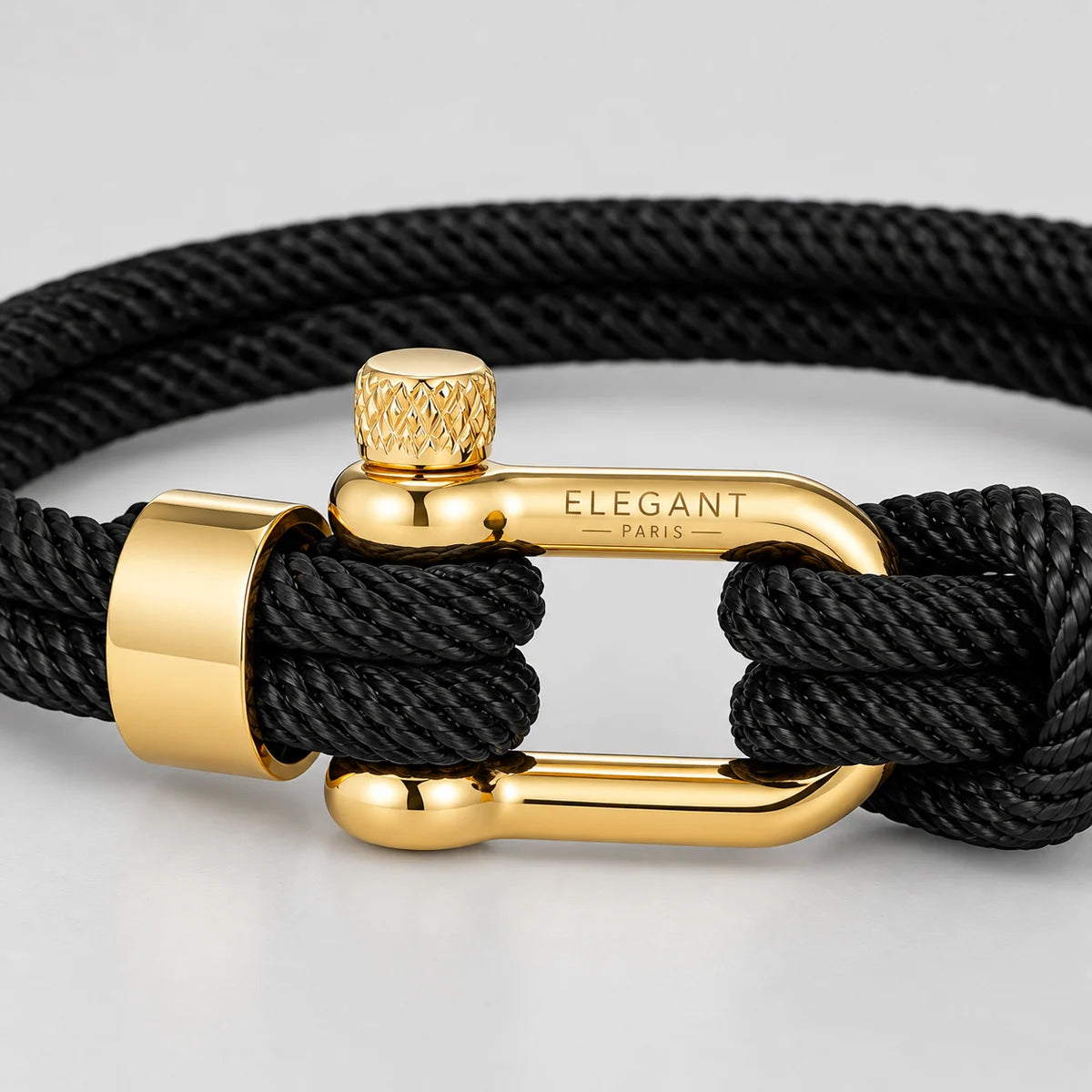 Bracelet Homme Corde Noire & Or