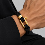 Bracelet Homme Corde Noire & Or