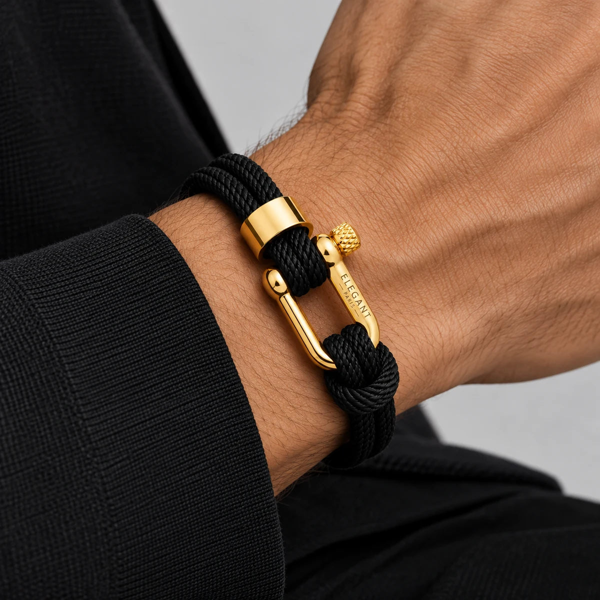 Bracelet Homme Corde Noire & Or