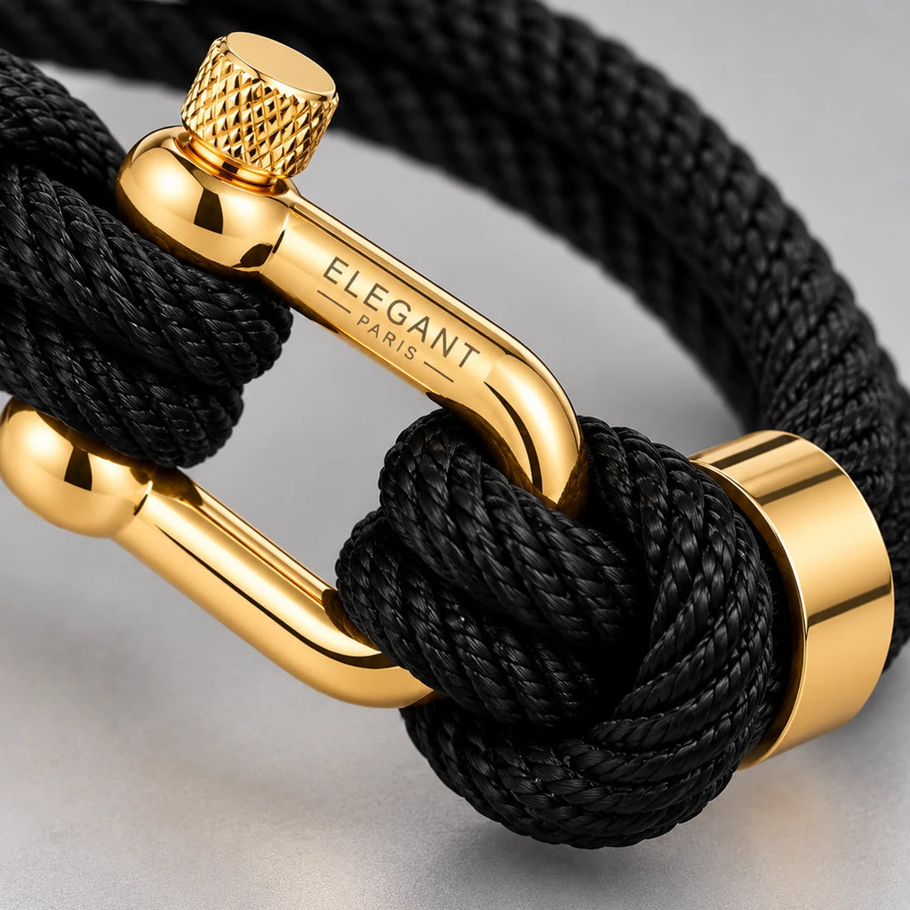 Bracelet Homme Corde Noire & Or