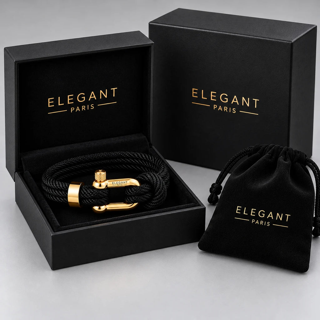 Bracelet Homme Corde Noire & Or
