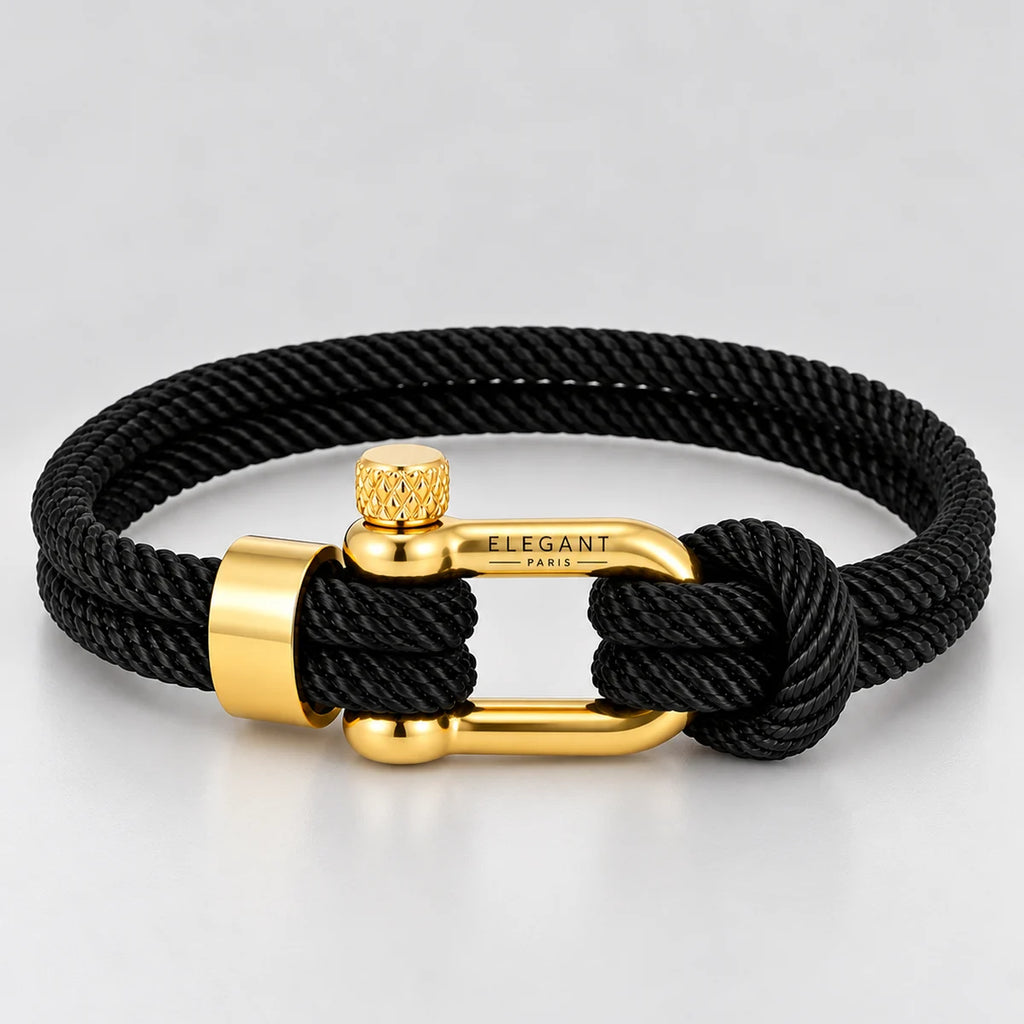 Bracelet Homme Corde Noire & Or