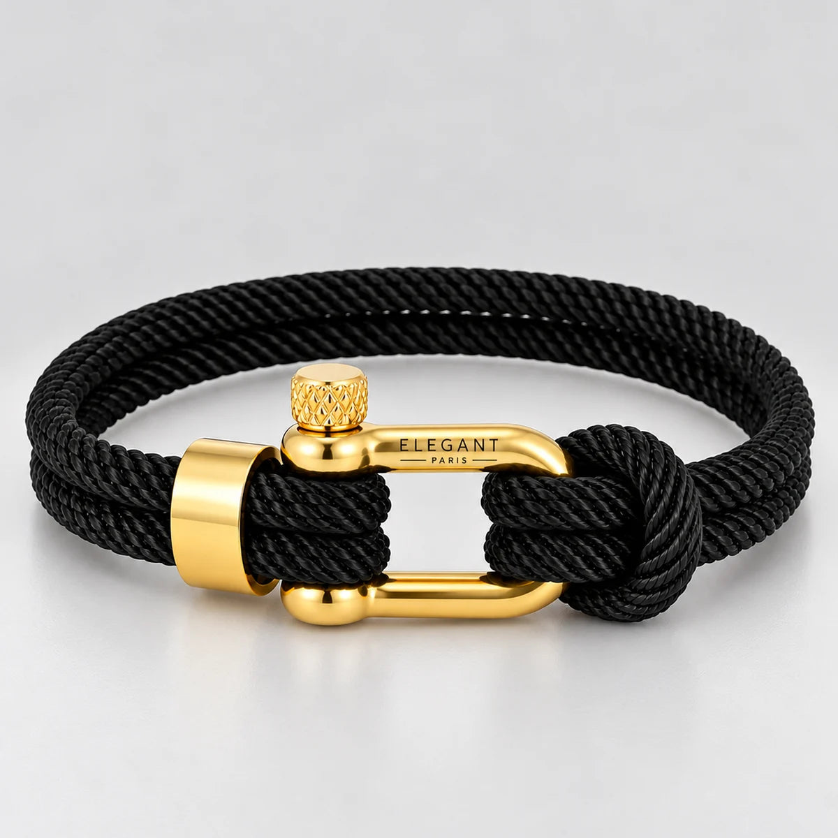 Bracelet Homme Corde Noire & Or