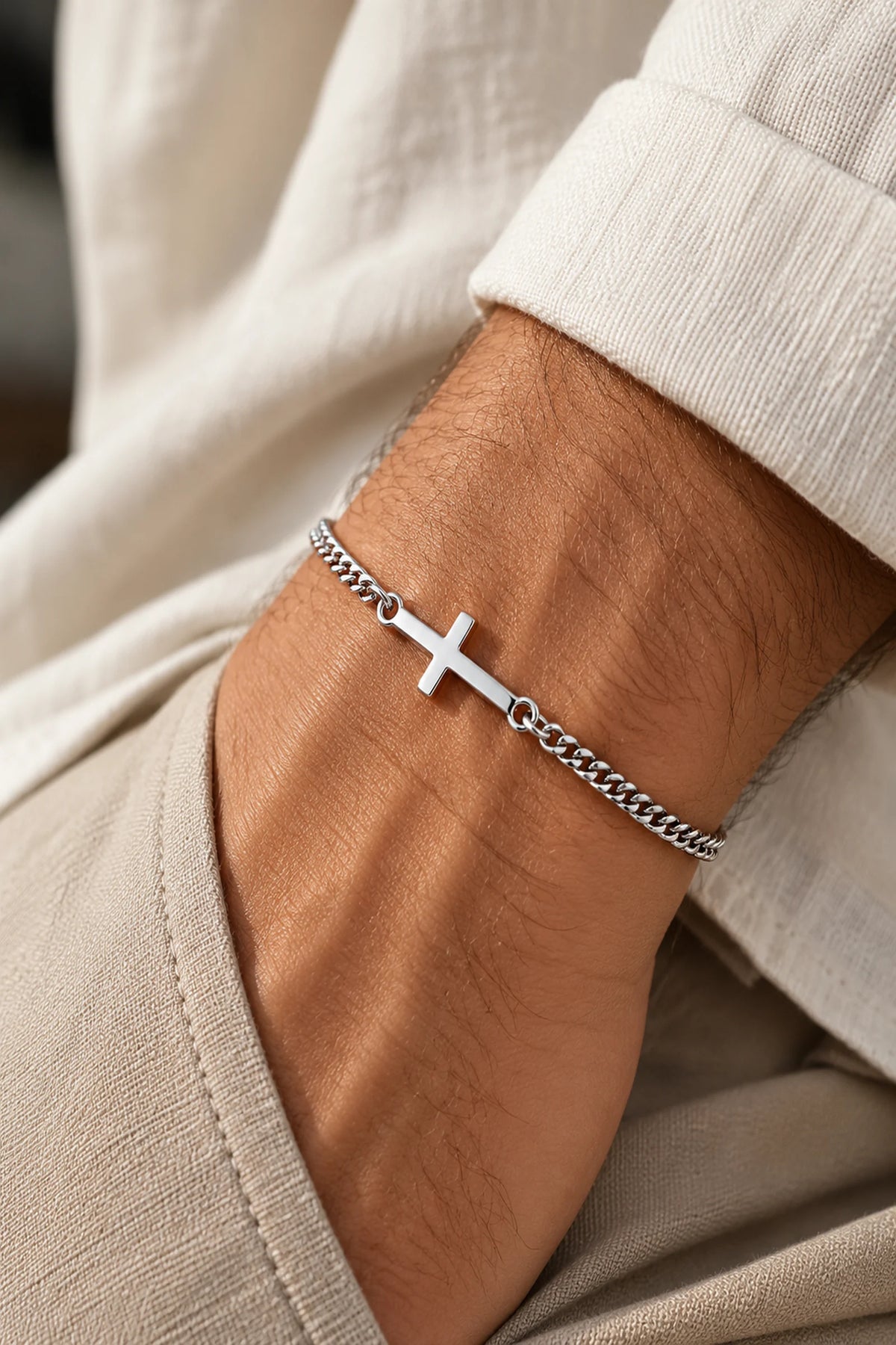 BRACELET AVEC CROIX | ARGENT